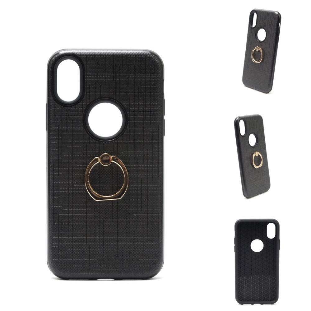 Black Etch Gold Ring Stand case for iPhone 10 🖤💛